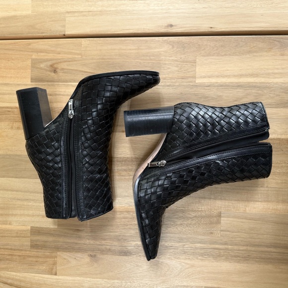 Paige Frances Black Woven Ankle Boots - Picture 2 of 5